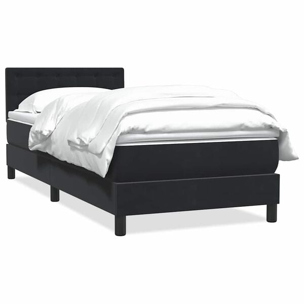 vidaXL Boxspringbett mit Matratze Schwarz 80x220 cm Samt