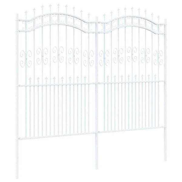 vidaXL Gartenzaun Weiß 215 cm Pulverbeschichteter Stahl