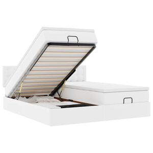 vidaXL Ottoman-Bett mit Matratzen & LEDs Weiß 160x200 cm Kunstleder