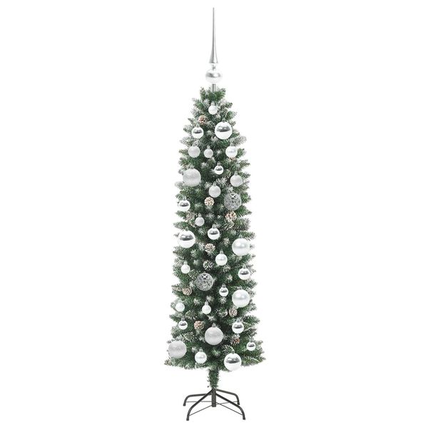 vidaXL K&uuml;nstlicher schlanker Weihnachtsbaum Gr&uuml;n und Wei&szlig; 120 cm