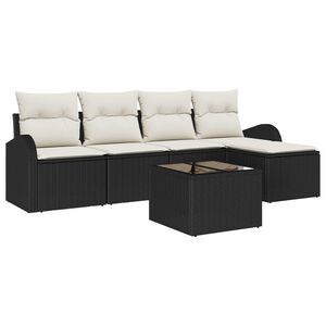 vidaXL Sofa Set mit Kissen 6 pcs Schwarz und Wei&szlig; Poly-Rattan
