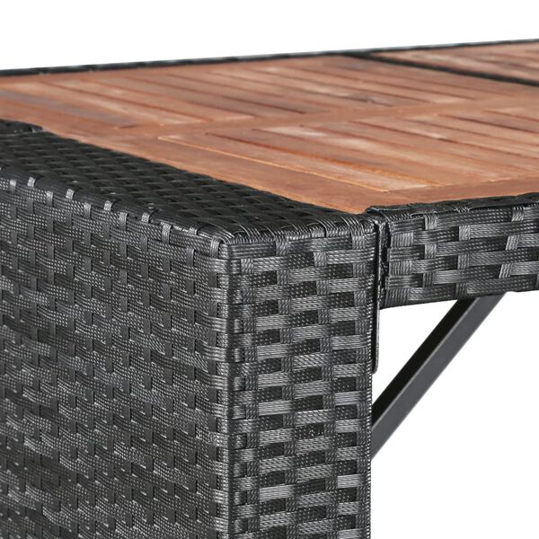 vidaXL 9-tlg. Garten-Bar-Set Poly Rattan und Akazienholz Schwarz
