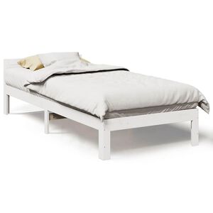 vidaXL Massivholzbett ohne Matratze Wei&szlig; 80x200 cm Kiefernholz