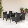 vidaXL 5-tlg. Garten-Essgruppe mit Kissen Schwarz Poly Rattan