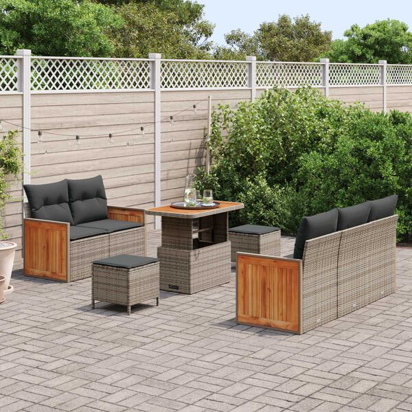 vidaXL Garten-Sofa-Set mit Kissen 8 pcs Grau