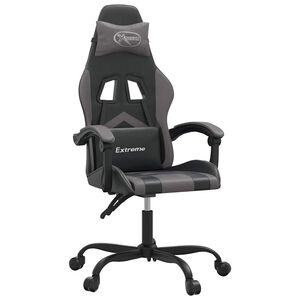 vidaXL Gaming-Stuhl Drehbar Schwarz und Grau Kunstleder