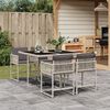 vidaXL 5-tlg. Garten-Essgruppe mit Kissen Hellgrau Poly Rattan