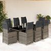 vidaXL 9-tlg. Garten-Bistro-Set mit Kissen Grau Poly Rattan