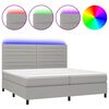 vidaXL Boxspringbett mit Matratze & LED Hellgrau 200x200 cm Stoff