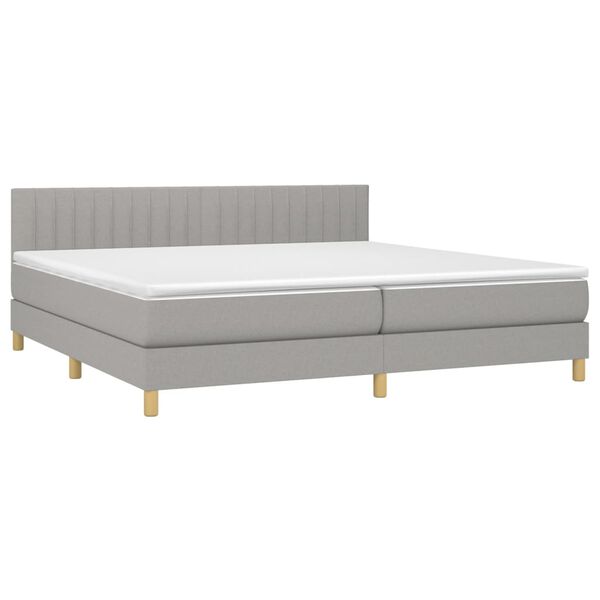 vidaXL Boxspringbett mit Matratze & LED Hellgrau 200x200 cm Stoff