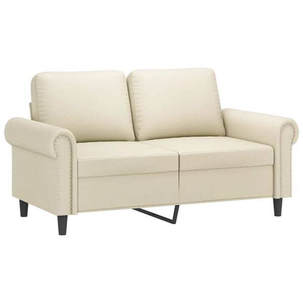 vidaXL 2-Sitzer-Sofa mit Zierkissen Creme 120 cm Kunstleder