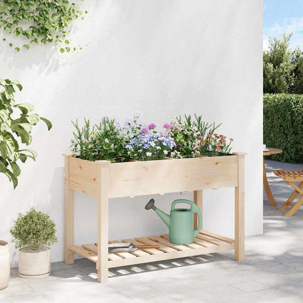 vidaXL Garten-Pflanzgef&auml;&szlig; mit Regal Beige 115 x 59 x 76,5 cm