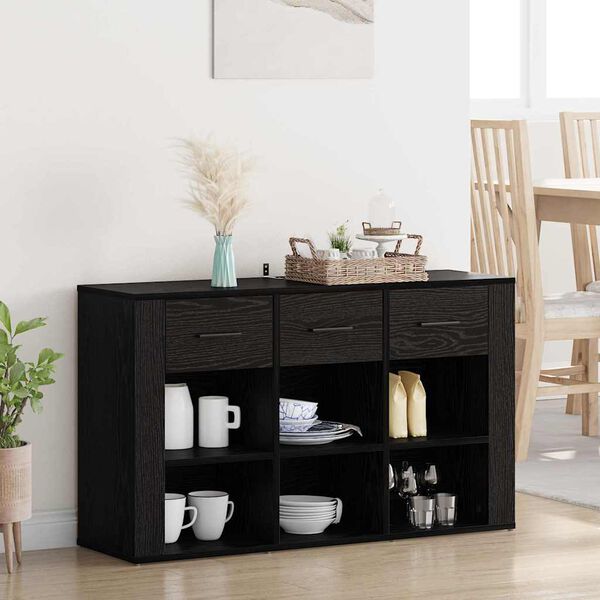vidaXL Sideboard Schwarz Eichen-Optik 100 x 30 x 59,5 cm Holzwerkstoff