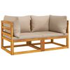 vidaXL Modular-Ecksofas 2 Stk. mit Kissen Taupe Massivholz Akazie