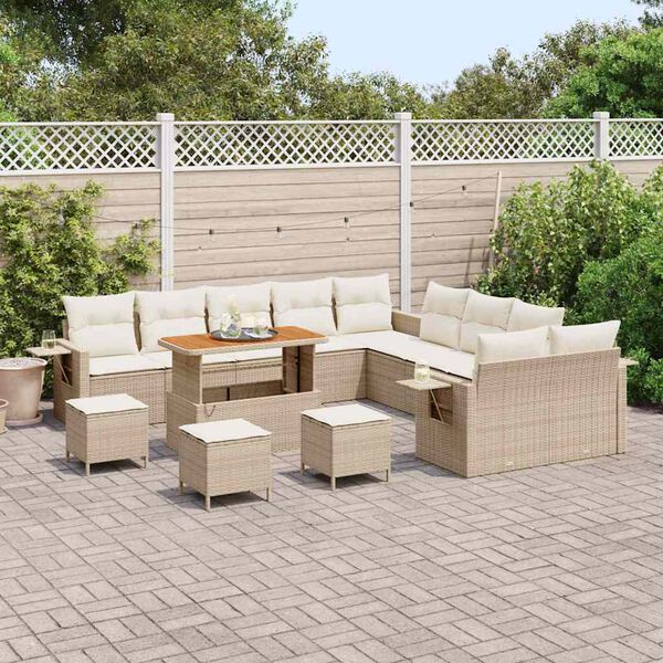 vidaXL Gartensofa-set 14 pcs Beige Poly-Rattan