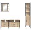 vidaXL Badezimmerm&ouml;bel-Set mit Regal 4 pcs Sonoma-Eiche Holzwerkstoff