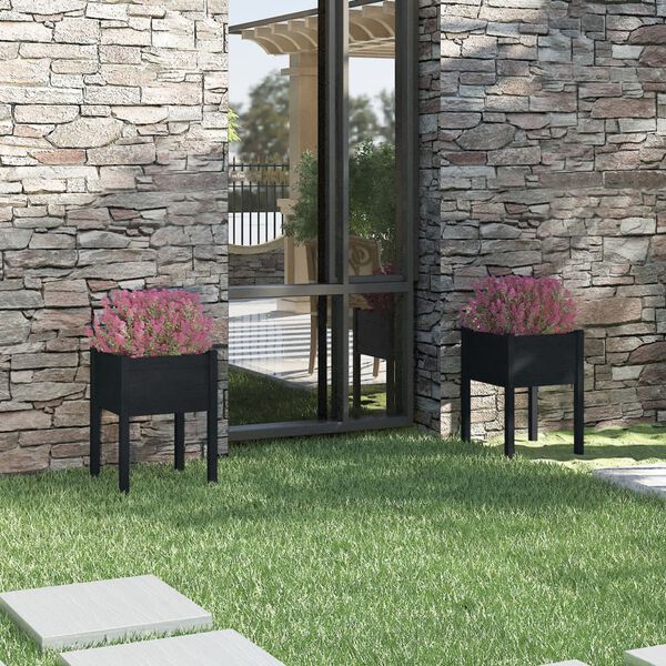 vidaXL Pflanzkübel 2 Stk. Schwarz 50x50x70 cm Massivholz Kiefer