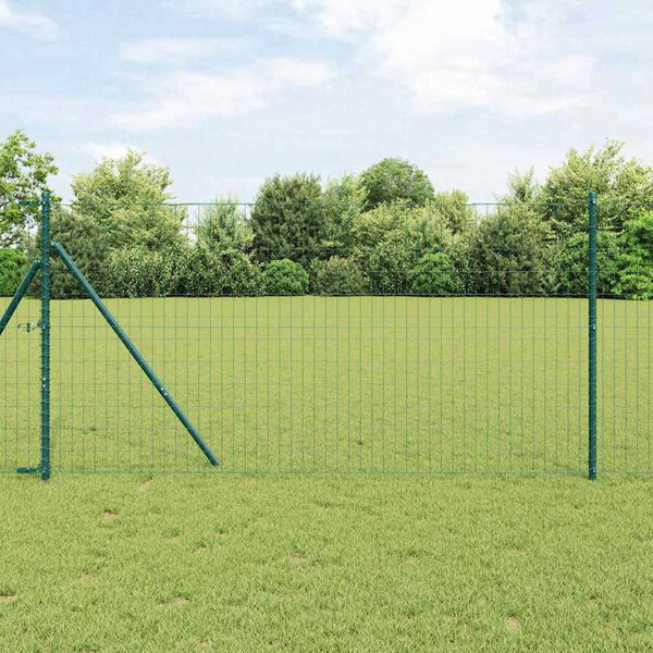 vidaXL Zaun mit Pfosten Gr&uuml;n 1,2 x 25 m Stahl und PVC