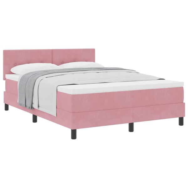 vidaXL Boxspringbett mit Matratze mit Kopfteil Rosa 160 x 200 cm Samt