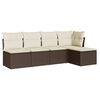vidaXL 5-tlg. Garten-Sofagarnitur mit Kissen Braun Poly Rattan
