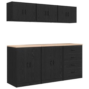 vidaXL Garagenschr&auml;nke 6 Stk. Schwarz Holzwerkstoff