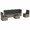 vidaXL 7-tlg. Garten-Sofagarnitur mit Kissen Grau Poly Rattan