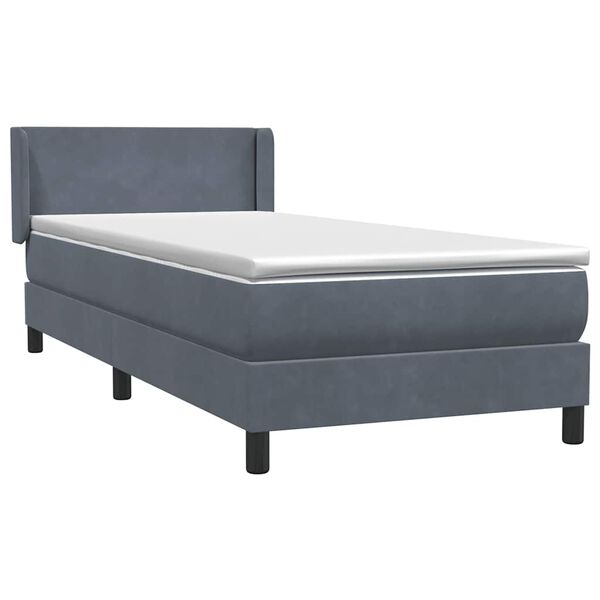 vidaXL Boxspringbett mit Matratze Dunkelgrau 100x210 cm Samt