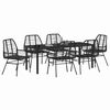 vidaXL Garten Essgruppe 7 pcs Schwarz Poly-Rattan