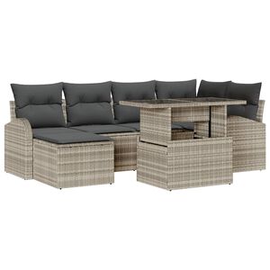 vidaXL Garten-Sofa-Set mit Kissen 7 pcs Hellgrau
