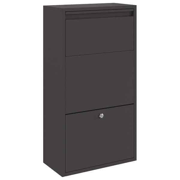 vidaXL Paketdrop-Box mit Speicher Schwarz 44 x 22 x 82 cm Stahl
