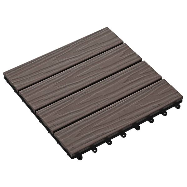vidaXL Terrassenfliesen 11Stk Tief Gepr&auml;gt WPC 30x30cm 1qm Dunkelbraun