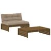 vidaXL 2-tlg. Garten-Lounge-Set mit Kissen Honigbraun Massivholz