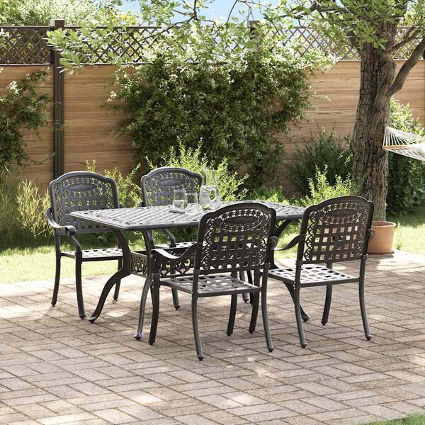vidaXL Garten Essgruppe 5 pcs Schwarz Aluminium