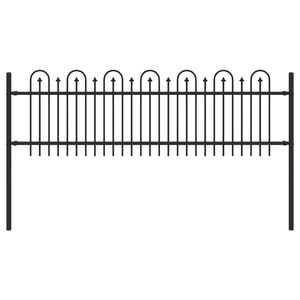 vidaXL Spitzenbogenzaun Schwarz 200 x 130 cm Pulverbeschichteter Stahl