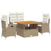vidaXL 4-tlg. Garten-Essgruppe mit Kissen Beige Poly Rattan