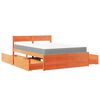 vidaXL Bett mit Schubladen und Matratze Wachsbraun 140x190 Massivholz
