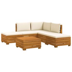 vidaXL Outdoor-Sofagarnitur mit Kissen 6 St&uuml;ck Braun Massivholz Akazie