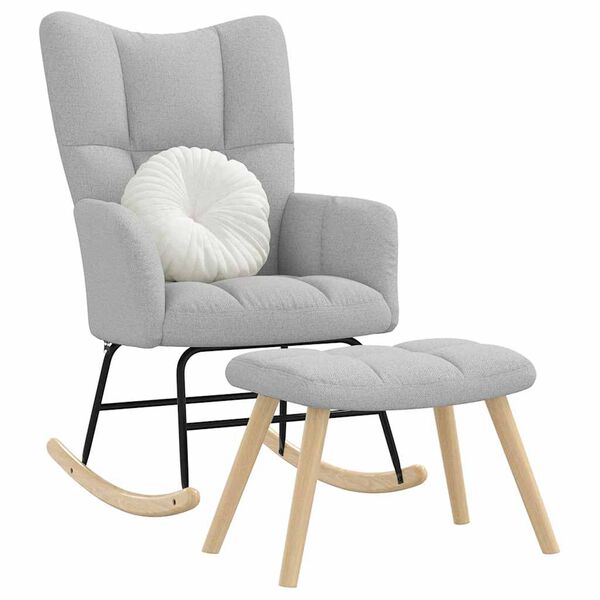 vidaXL Schaukelstuhl mit Fu&szlig;hocker Wolkengrauer Stoff