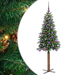 vidaXL Schlanker Weihnachtsbaum mit 150 LEDs mit St&auml;nder Gr&uuml;n 150 cm