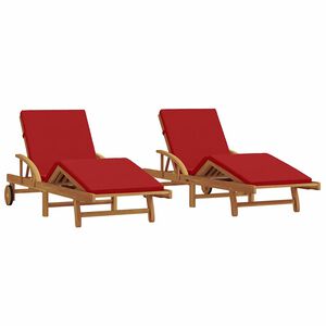 vidaXL Sonnenliege 2 pcs Rot 200 x 67 x 84cm Massivholz Akazie