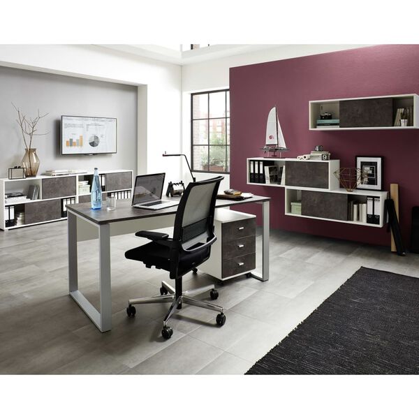 Germania Schiebet&uuml;rregal Altino 120x35,6x36,6 cm Basalto-Dunkel/Wei&szlig;