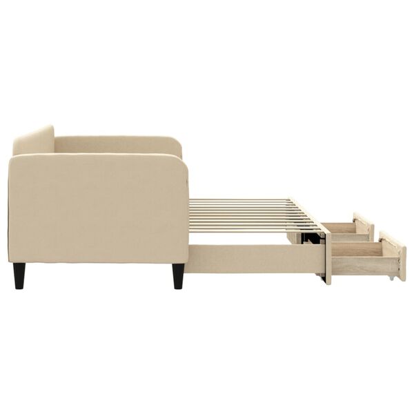 vidaXL Tagesbett Ausziehbar mit Schubladen Creme 80x200 cm Stoff