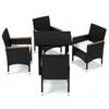 vidaXL 5-tlg. Garten-Essgruppe mit Kissen Poly Rattan Schwarz