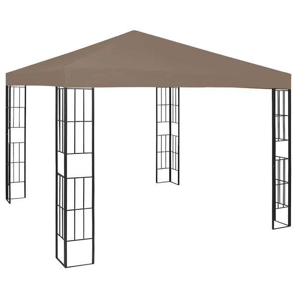 vidaXL Pavillon mit LED-Lichterkette 3x3 m Taupe
