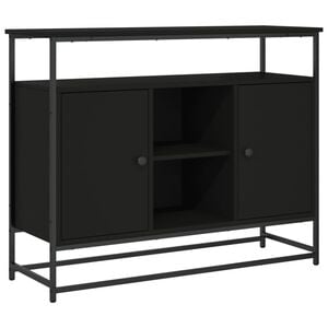 vidaXL Sideboard Schwarz 100x35x80 cm Holzwerkstoff