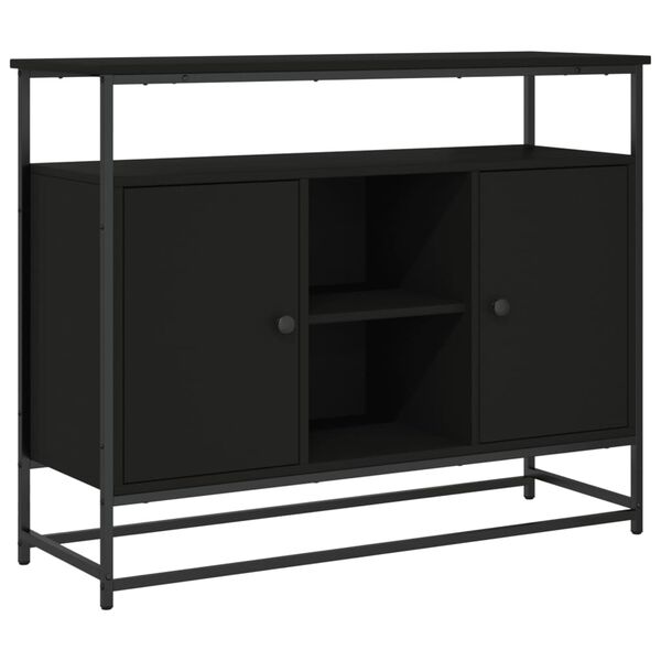 vidaXL Sideboard Schwarz 100x35x80 cm Holzwerkstoff