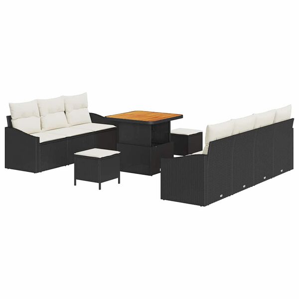 vidaXL Gartensofa-set mit Kissen 10 pcs Schwarz Poly-Rattan