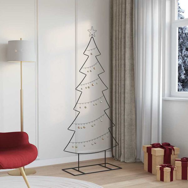 vidaXL Metall Weihnachtsbaum mit St&auml;nder Schwarz 180 cm Stahl