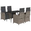 vidaXL 5-tlg. Garten-Essgruppe mit Kissen Grau Poly Rattan