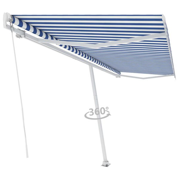 vidaXL Standmarkise Manuell Einziehbar 500x350 cm Blau/Wei&szlig;